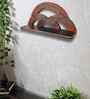 Red Colour Solid Wood Handcarved Floating Wall Shelf In Rainbow Design