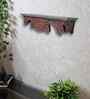 Red Colour Solid Wood Handcarved Floating Wall Shelf