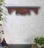 Red Colour Solid Wood Handcarved Floating Wall Shelf