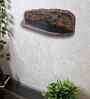 Red Colour Solid Wood Wall Shelf With Bark Lining