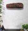 Red Colour Solid Wood Wall Shelf With Bark Lining