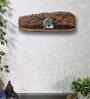 Red Colour Solid Wood Wall Shelf With Bark Lining