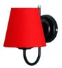 Red conical  cotton wall mounted lamp with Black Base