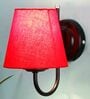 Red conical  cotton wall mounted lamp with Black Base