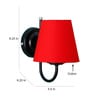 Red conical  cotton wall mounted lamp with Black Base