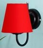 Red conical  cotton wall mounted lamp with Black Base