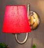 Red conical  cotton wall mounted lamp with Steel Base