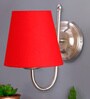 Red conical  cotton wall mounted lamp with Steel Base