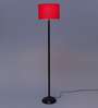 Noel Red Fabric Shade Club Floor Lamp With Metal Base