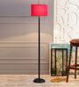 Noel Red Fabric Shade Club Floor Lamp With Metal Base