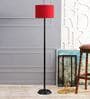 Noel Red Fabric Shade Club Floor Lamp With Metal Base