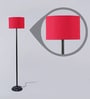 Noel Red Fabric Shade Club Floor Lamp With Metal Base