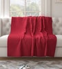Red Cotton Solid 63X55 Inch Waffle Design Throw