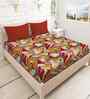 Red Cotton 1 Double Queen Bedsheet with 2 Pillow Covers