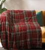 Red Cotton Abstract 68x56 Inches Sofa Throw