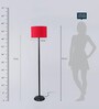 Noel Red Fabric Shade Club Floor Lamp With Metal Base