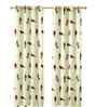 Red Cotton Animal 7ft Semisheer Eyelet Door Curtain (2 Pc)