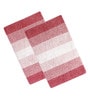 Red Geometric Cotton 20x32 Inches AntiSkid Bath Mat (Set of 2)