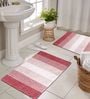 Red Geometric Cotton 20x32 Inches AntiSkid Bath Mat (Set of 2)