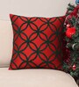 Red Textured Cotton Blend 16 x 16 Inches Cushion Cover