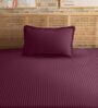 Red Cotton 210TC Striped Single Bedsheet with 1 Pillow Cover