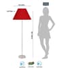 Red Cotton Conical Shade Steel Floor Lamp Steel Base
