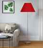 Red Cotton Conical Shade Steel Floor Lamp Steel Base