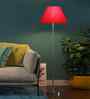 Red Cotton Conical Shade Steel Floor Lamp Steel Base