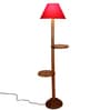 Red Cotton Conical Wooden Floor Lamp