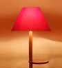 Red Cotton Conical Wooden Floor Lamp