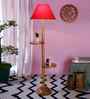 Red Cotton Conical Wooden Floor Lamp