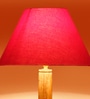 Red Cotton Conical Wooden Floor Lamp