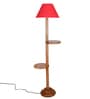Red Cotton Conical Wooden Floor Lamp