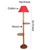 Red Cotton Conical Wooden Floor Lamp