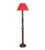 Red Cotton Conical Wooden Floor Lamp