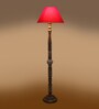 Red Cotton Conical Wooden Floor Lamp