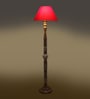 Red Cotton Conical Wooden Floor Lamp