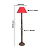 Red Cotton Conical Wooden Floor Lamp