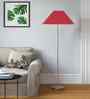 Red Cotton Coolie Shade Floor Lamp Steel Base