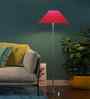 Red Cotton Coolie Shade Floor Lamp Steel Base
