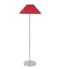 Red Cotton Coolie Shade Floor Lamp Steel Base
