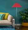 Red Cotton Coolie Shade Floor Lamp Steel Base