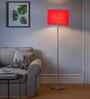 Red Cotton Drum Shade Steel Floor Lamp Steel Base