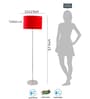 Red Cotton Drum Shade Steel Floor Lamp Steel Base