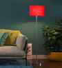 Red Cotton Drum Shade Steel Floor Lamp Steel Base
