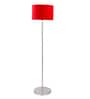 Red Cotton Drum Shade Steel Floor Lamp Steel Base