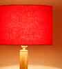 Red Cotton Drum Wooden Floor Lamp