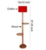 Red Cotton Drum Wooden Floor Lamp