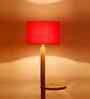 Red Cotton Drum Wooden Floor Lamp