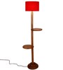 Red Cotton Drum Wooden Floor Lamp